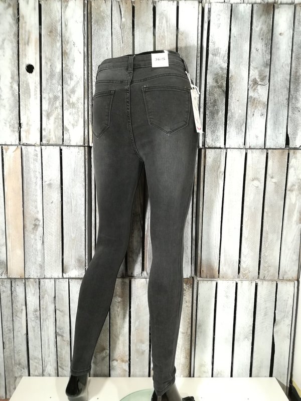 HIGH-Waist Skinny Jeans "Button-black"